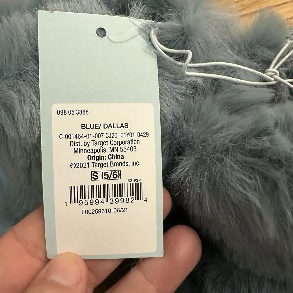 NEW!! Cat & Jack Faux Fur Slip-On Booties, Slippers, Non-Slip, Soft, S (5/6)